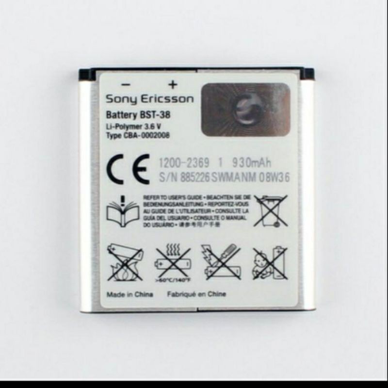 Pin sony Ericsson BST-38 bảo hành 6 tháng.