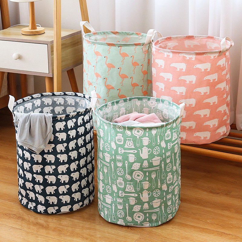 Giỏ Vải Đựng Đồ Đa Năng Gấp Gọn - Sọt Vải Đựng Quần Áo, Đồ Chơi Họa Tiết Xinh Xắn 88088
