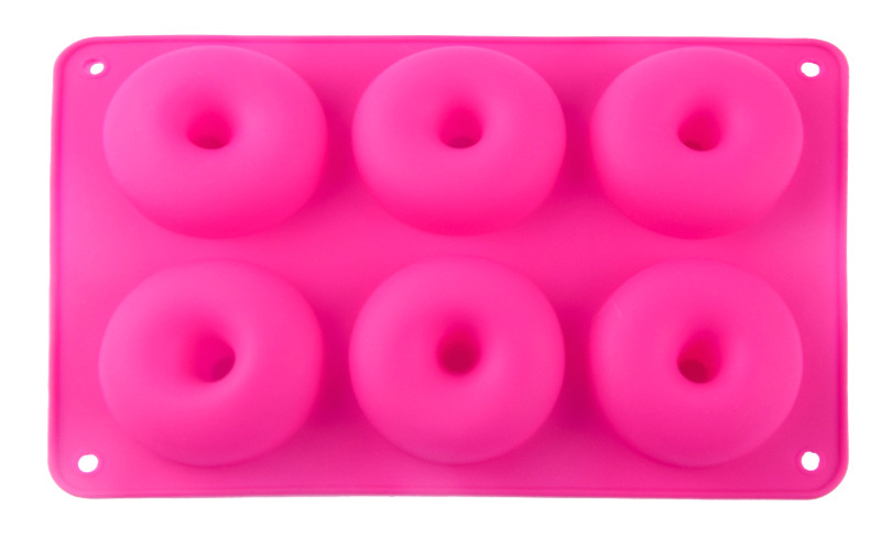 Khuôn Làm Bánh Donut 6 Ngăn Hình Tròn Bằng Silicone Dày Dặn Tiện Dụng Cho Nhà Bếp Diy