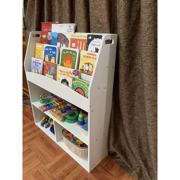 Kệ sách, giá sách cho bé, kệ sách gỗ kết hợp, kệ sách 3 tầng Montessori KS02-60