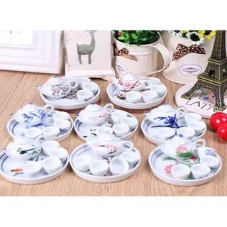 Set ấm trà mini trang trí nhà búp bê