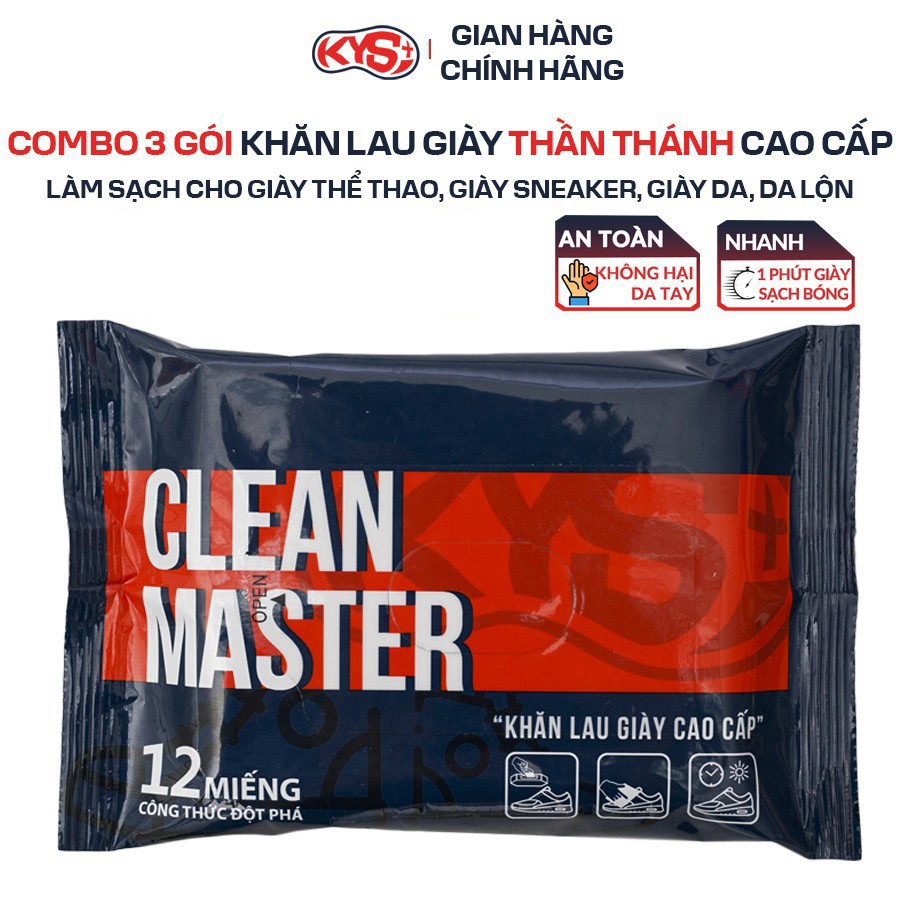 3 Gói Khăn lau giày cao cấp Clean Master vệ sinh cho giày thể thao, giày sneaker, giày da