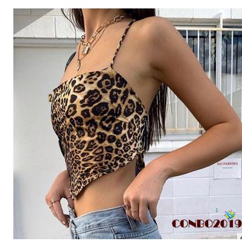 Áo Hai Dây Dáng Ôm In Họa Tiết Da Báo Hở Lưng Thời Trang Quyến Rũ Cho Nữ