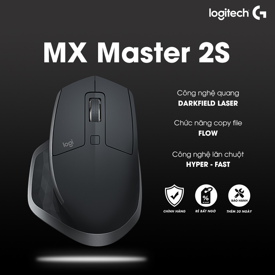 Chuột Không Dây Logitech MX Master 2S, Master 3 Wireless Black - Hàng Chính Hãng - Bảo Hành 12 Tháng