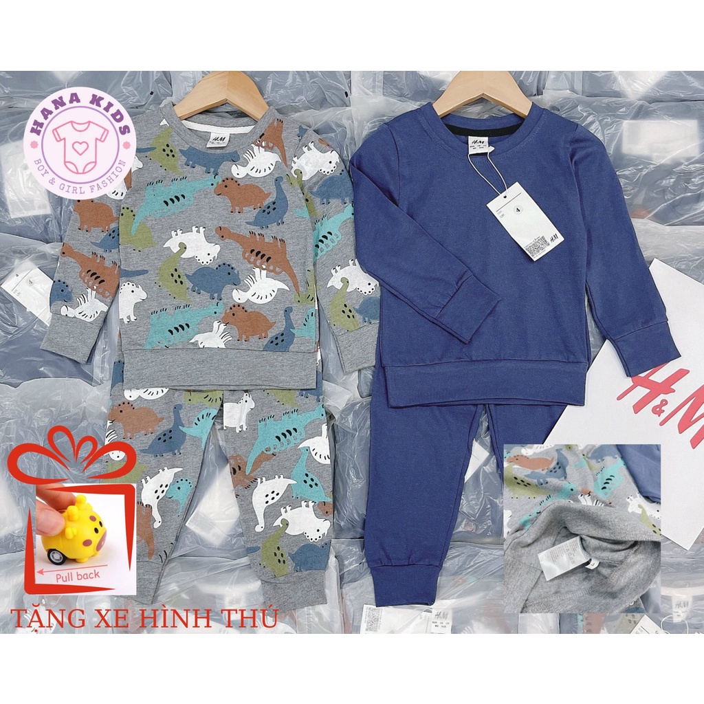 Bộ đồ quần áo dài tay cotton bé trai xuất xịn - bộ thun dài tay HM cho bé 7-22kg