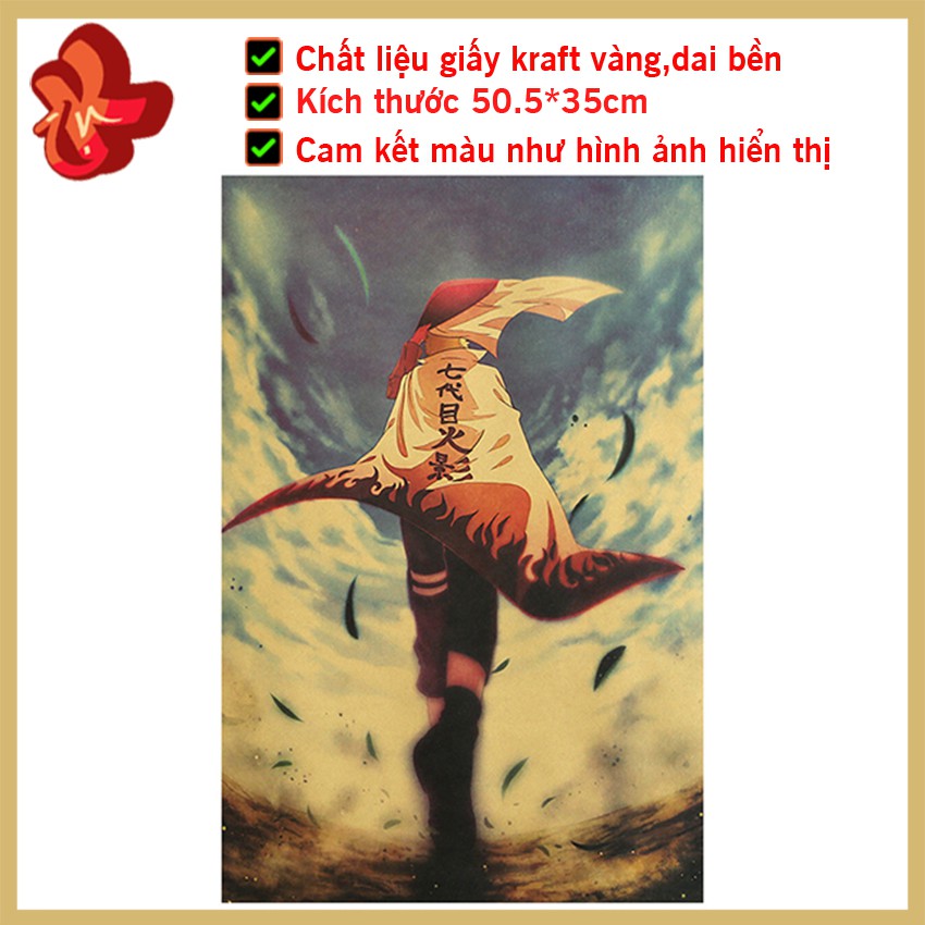 [BO52] Tranh poster treo tường, tấm áp phích về Naruto hình Hokage Naruto