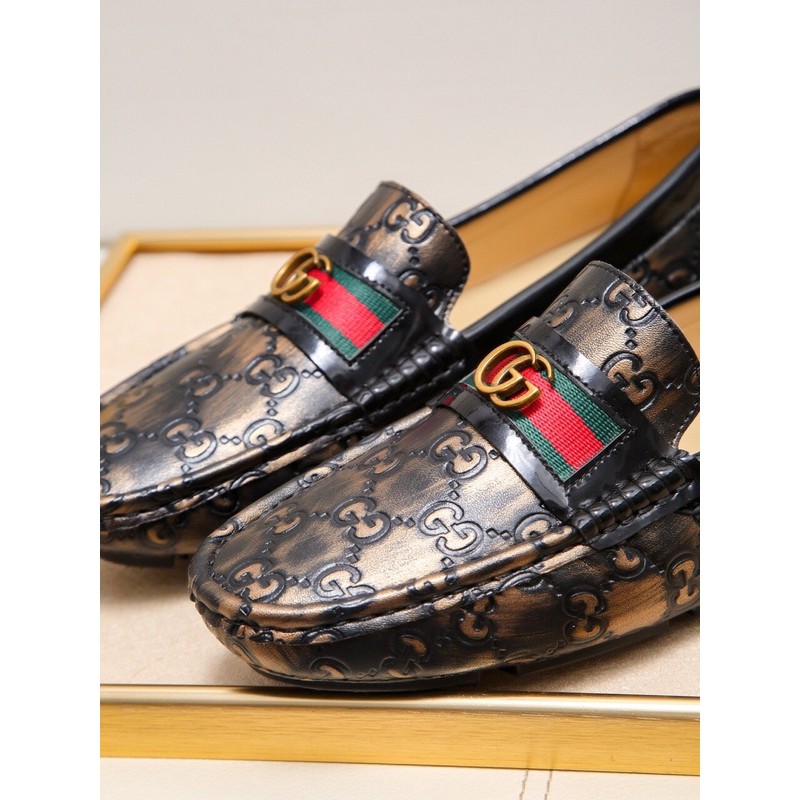 Giày lười da cho nam Gucci GC và Versace da thật cao cấp hoạ tiết logo GG sang trọng