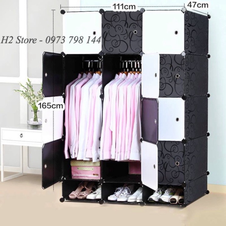 [RẺ NHẤT SHOPEE] TỦ NHỰA LẮP GHÉP 12 Ô + 3 GIÀY VÁCH ĐEN ĐỂ ĐỒ ĐA NĂNG THÔNG MINH sâu 47cm ( tùy chọn mẫu )