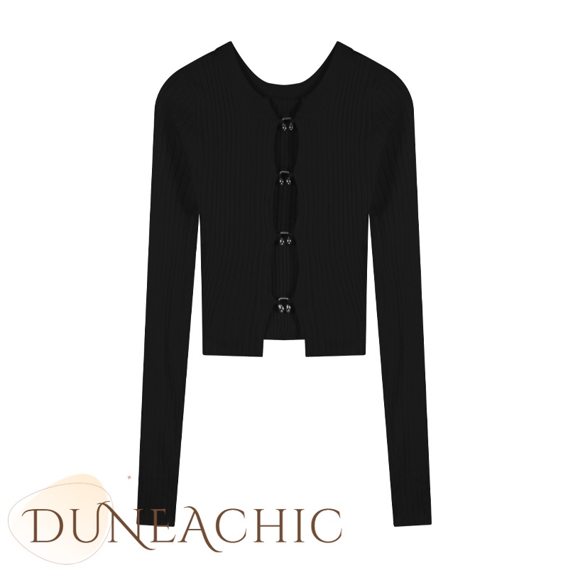 DUNEA Áo dệt kim tay dài thiết kế quyến rũ cho nữ