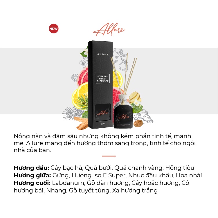 Tinh dầu tán hương 4Home từ Yankee Candle -  Allure (50ml)