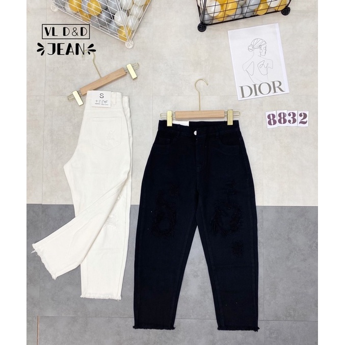 ▶️ Quần bò baggy rách 2 màu trắng, đen siêu đẹp. Size S M L