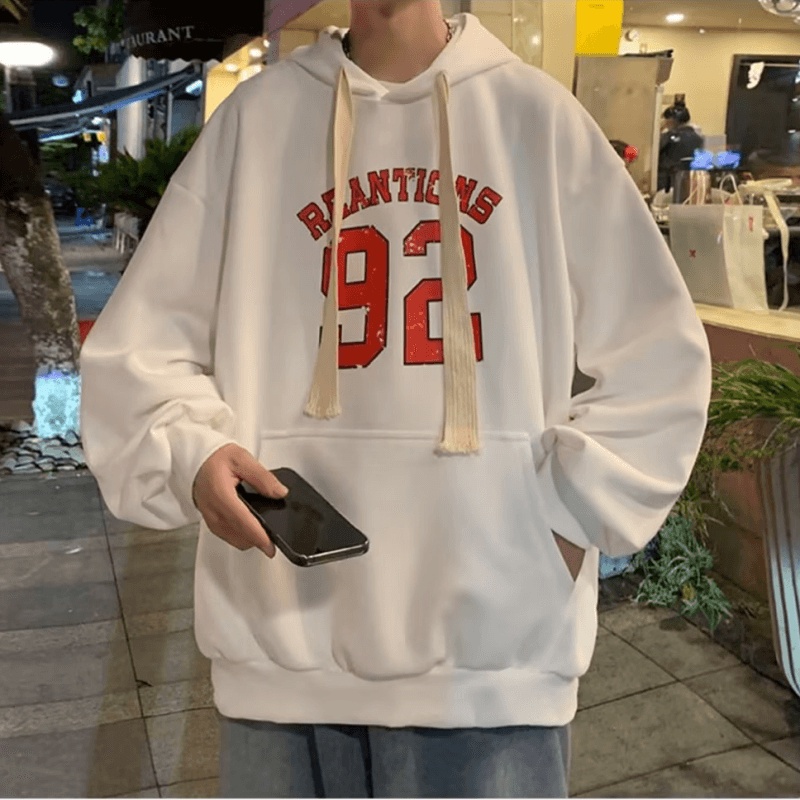 Áo Hoodie Dáng Rộng Có In Chữ Phong Cách Thời Trang Hàn Quốc Cho Nam Giới