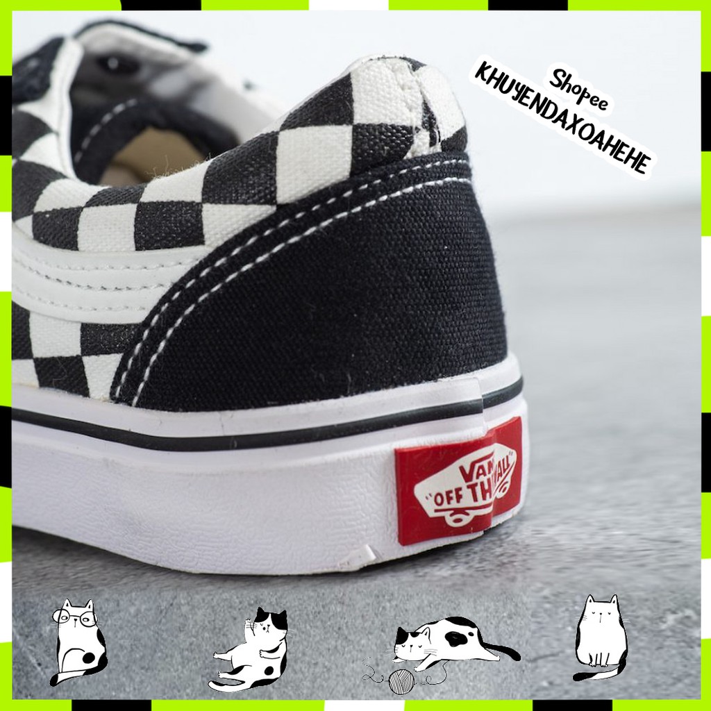 Giày V OLD SKOOL CHECKERBOARD BLACK &amp; WHITE, Giày thể thao nam nữ họa tiết caro đen trắng