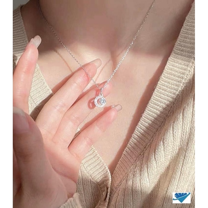 Dây chuyền nữ THJ - Dây mặt trăng ôm đá nữ tính , kiểu dáng nhẹ nhàng chuẩn bạc ta