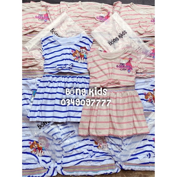 Váy Hè Bé Gái Kẻ Ngang Hoạt Hình