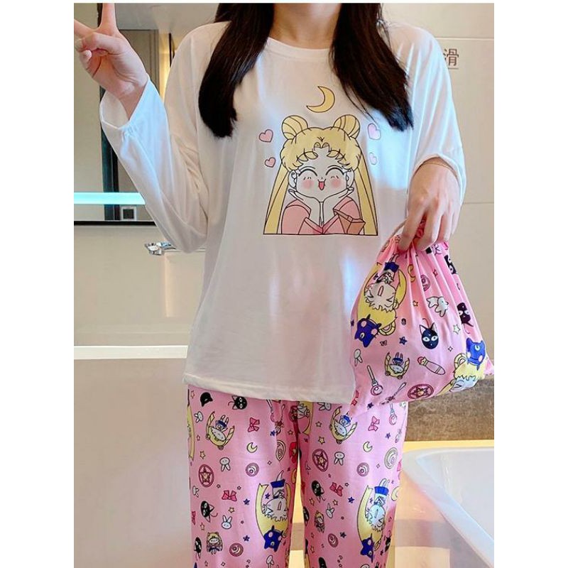 Bộ đồ ngủ thu đông bộ pijama nữ dễ thương quyến rũ mẫu mới chất đẹp phong cách Hàn Quốc Style 2020