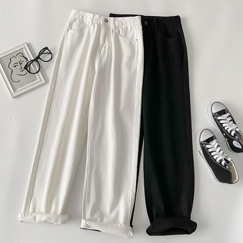 Quần Jean Lưng Cao Ống Suông Rộng Thời Trang Cho Nữ