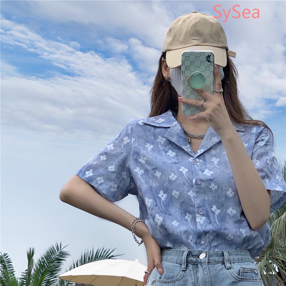 Áo Sơ Mi Ngắn Tay Họa Tiết Hoa Thời Trang Mùa Hè Cho Nữ