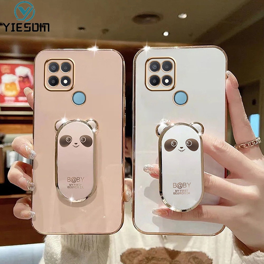 Ốp Điện Thoại Silicon Dẻo Họa Tiết Hoạt Hình Chú Gấu Kèm Giá Đỡ Cho Realme C11 2021 C20 C15 C21 C21Y C25Y C35 C31