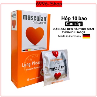 Bcs Masculan gân gai siêu mỏng kéo dài thời gian, hộp 10 bao cao su Đức 6996shop