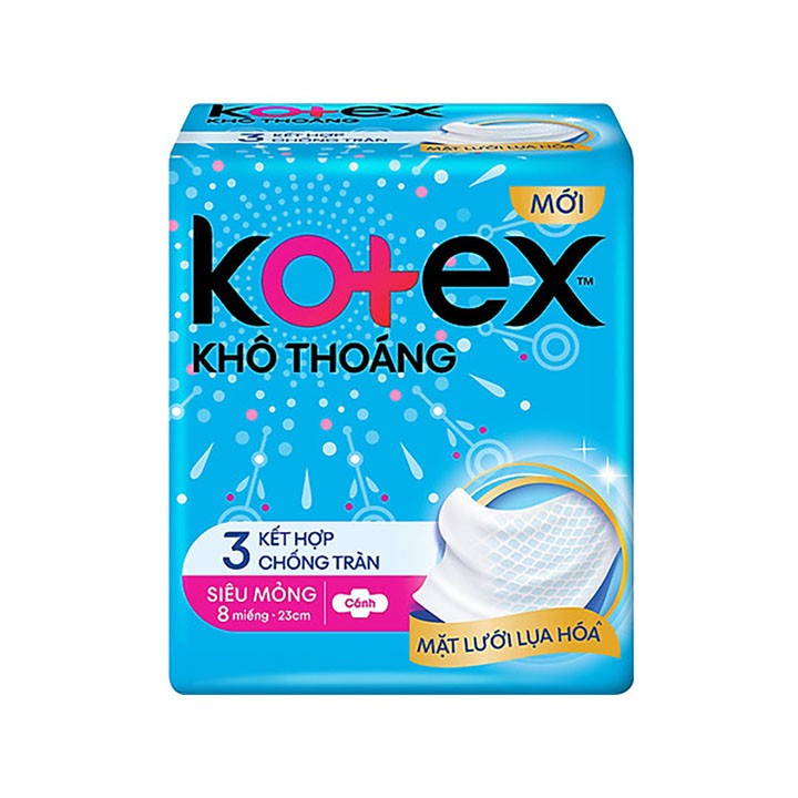 Combo 8 Gói Băng Vệ Sinh Kotex Khô Thoáng Lưới Siêu Thấm - BVS Siêu Mỏng Cánh 8 Miếng x 8