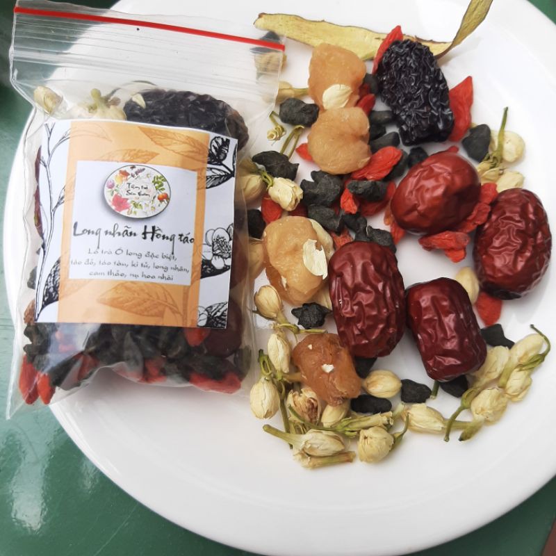 Trà Long nhãn hồng táo - gói nguyên liệu bao gồm cốt trà ô long đặc biệt pha được hơn 600ml nước