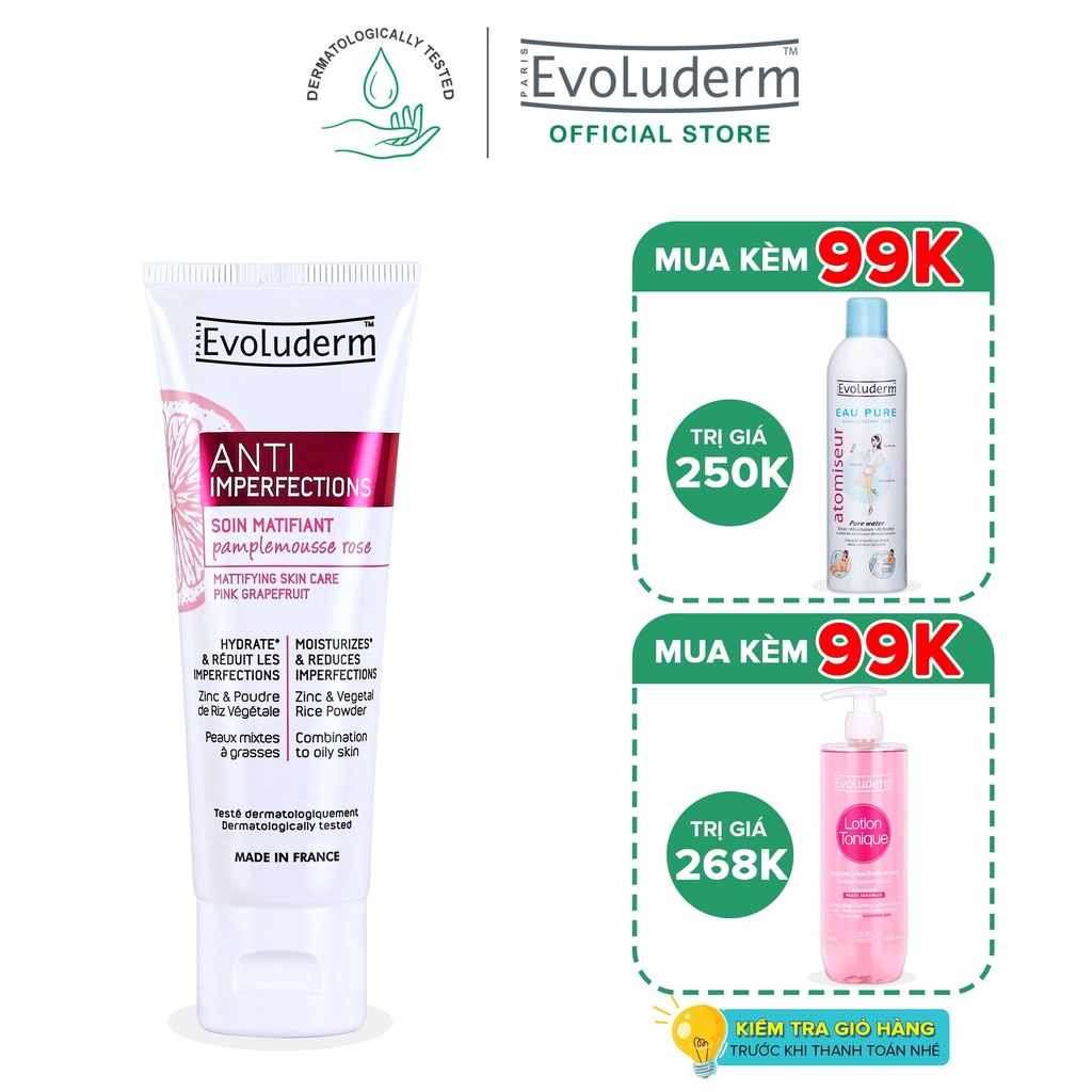 Kem dưỡng da tái tạo ngừa thâm và giảm mụn quay trở lại Evoluderm Anti-Imperfection 50ml