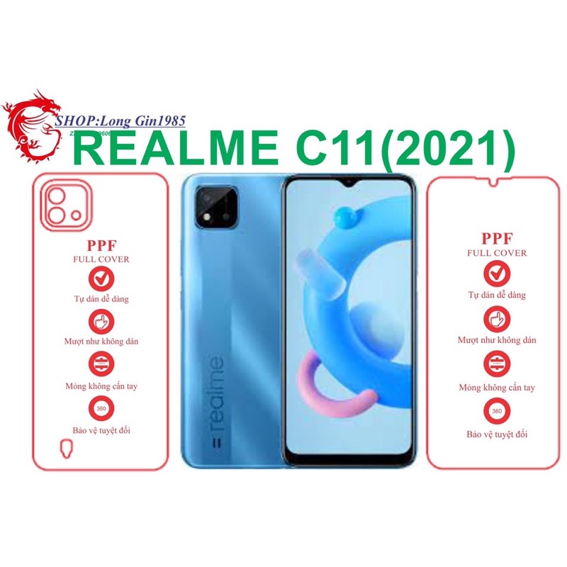 Realme C11(2021) miếng dán trong Ppf mặt sau và mặt trước chống va đập chống trầy xước
