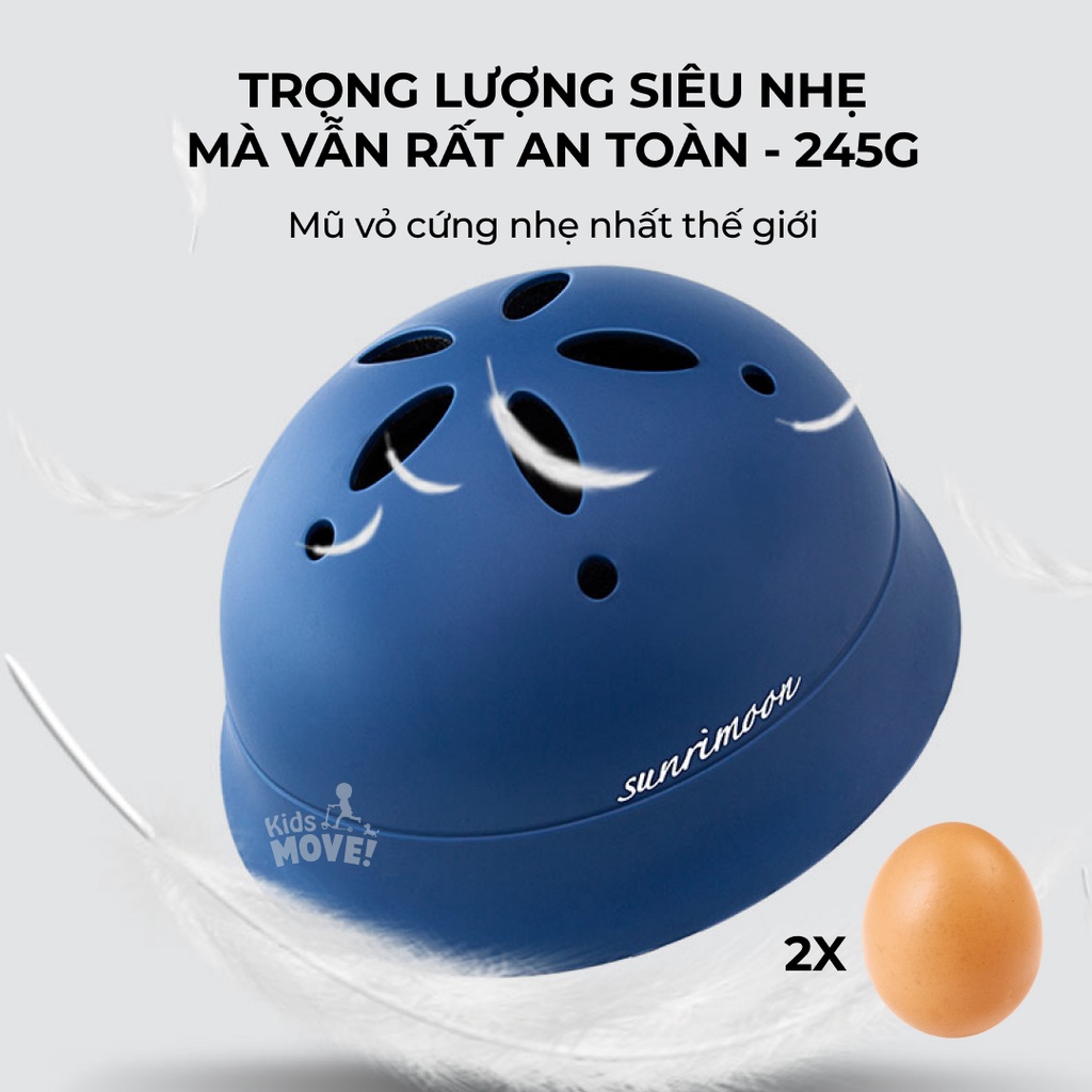 Mũ bảo hiểm trẻ em Sunrimoon Macaron cho bé từ 1-5 tuổi siêu nhẹ cao cấp dùng đi xe đạp, xe máy, scooter