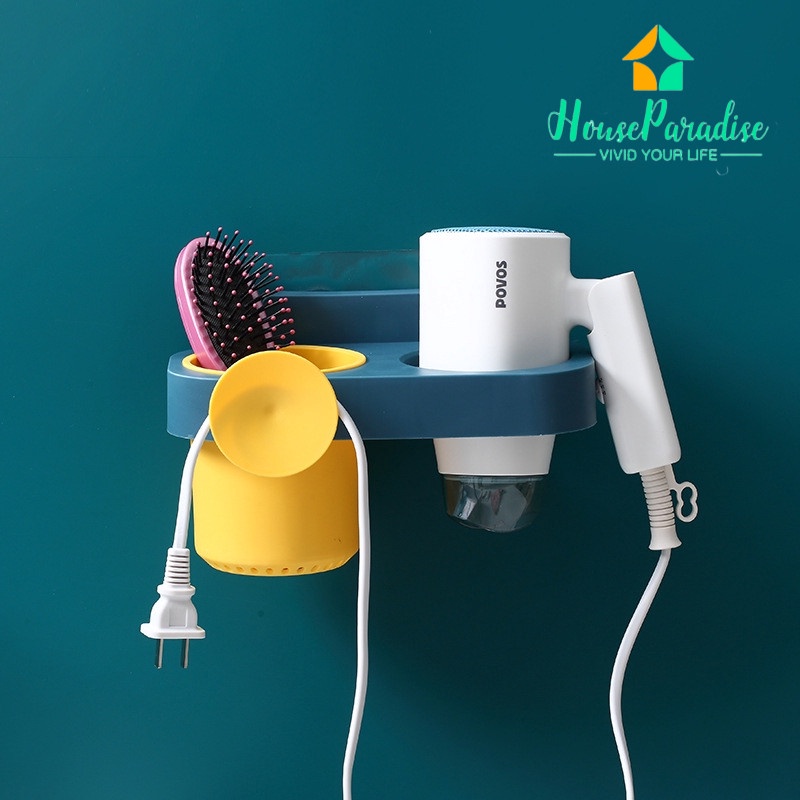 Giá đỡ máy sấy tóc không cần đục lỗ hình tròn tiện dụng cho nhà tắm