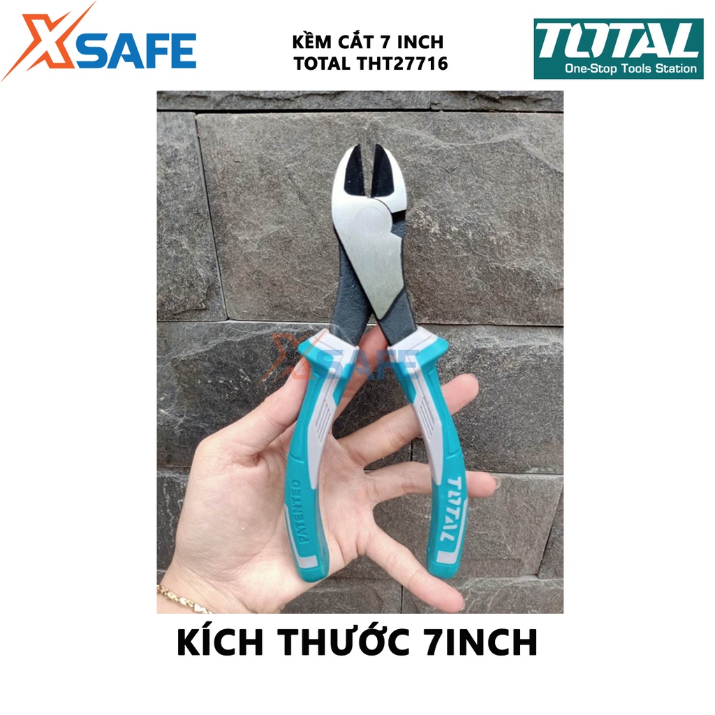 Kìm cắt đầu nặng TOTAL THT27716 Kềm cắt kích thước 7&quot;/180mm, chất liệu thép CR-V, đen bóng - Chính hãng [XSAFE]