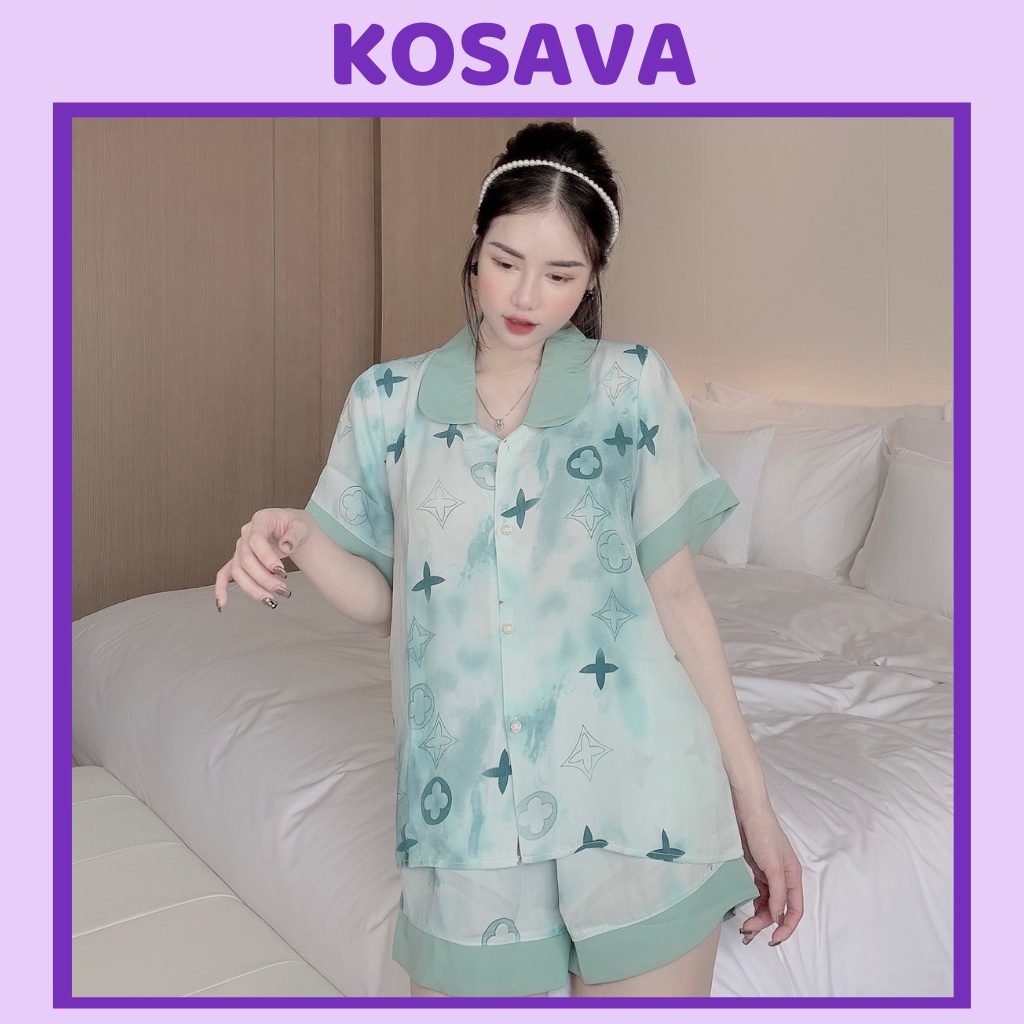 Đồ bộ nữ pijama quần đùi cổ sen họa tiết cute dễ thương chất liệu mango cao cấp KOSAVA