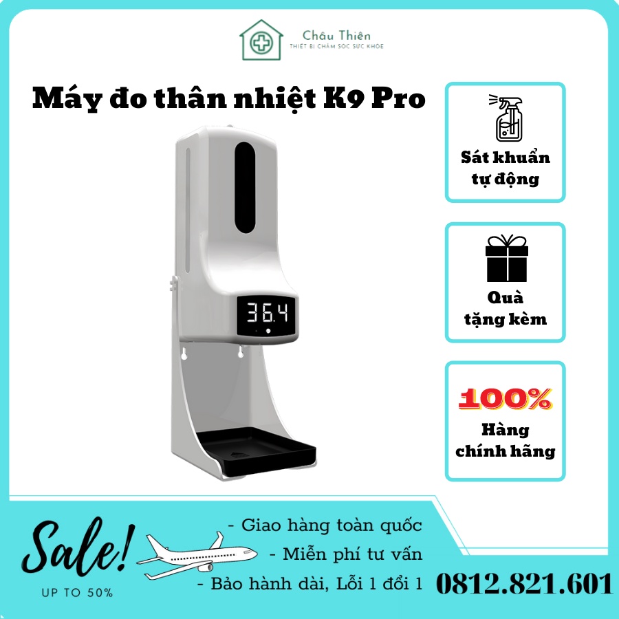 Máy đo thân nhiệt và sát khuẩn tự động K9Pro, bảo hành 12 tháng