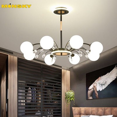 Đèn chùm MONSKY SYNEY hiện đại trang trí nhà cửa sang trọng, độc đáo loại 8 bóng - kèm bóng LED chuyên dụng.