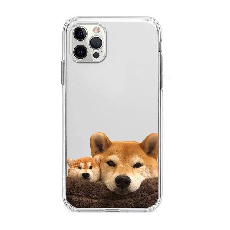 Ốp điện thoại silicon mềm trong nhám in hình chó thích hợp cho Iphone13 12 Apple 11 Xs XR 6S 7P 8P NqzT