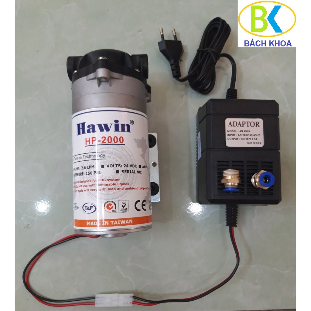 Máy phun sương HP-2000 kèm nguồn 29V hiệu HAWIN (phun từ 20 đến 50 béc)