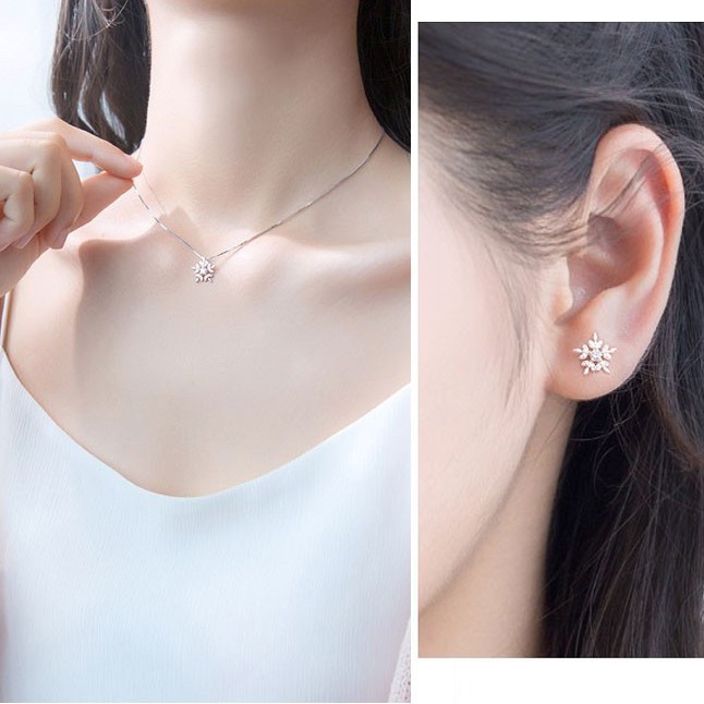 Dây Chuyền Nữ Hình Bông Tuyết Trắng Bạc Ý 2925 M1569 - Bảo Ngọc Jewelry