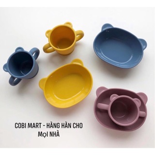 Set cốc và bát silicon pastel ăn dặm hình gấu Hàn quốc