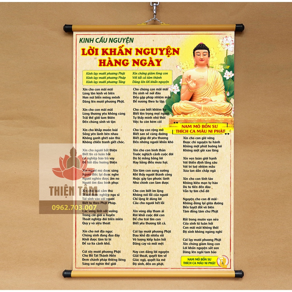 Tranh Kinh Cầu Nguyện: Lời Khấn Nguyện Hàng Ngày 40x60cm chất liệu vải phủ bóng cao cấp, dày dặn