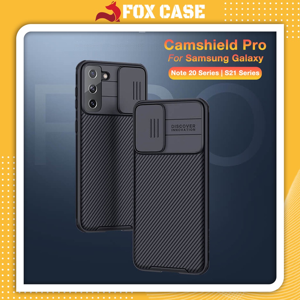 Ốp lưng Samsung S21, S21 Plus, S21 Ultra, Note 20 Ultra Nillkin CamShield Pro bảo vệ camera, chống va đập - Fox Case
