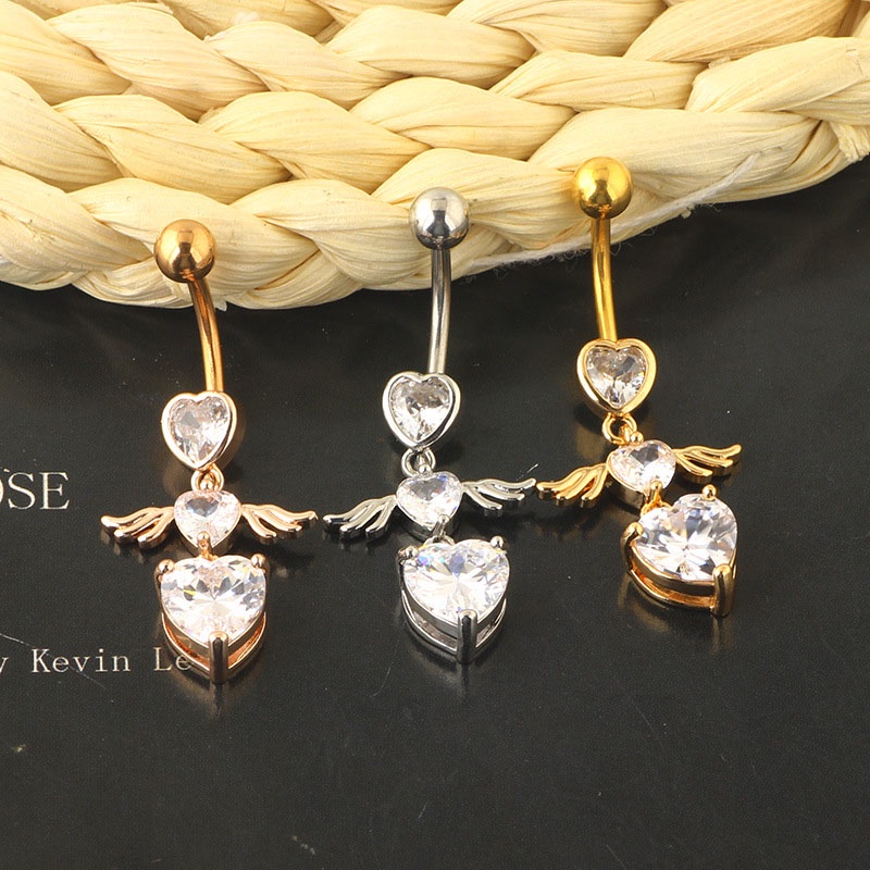 Khuyên rốn hình đôi cánh thiên thần đính đá cá tính