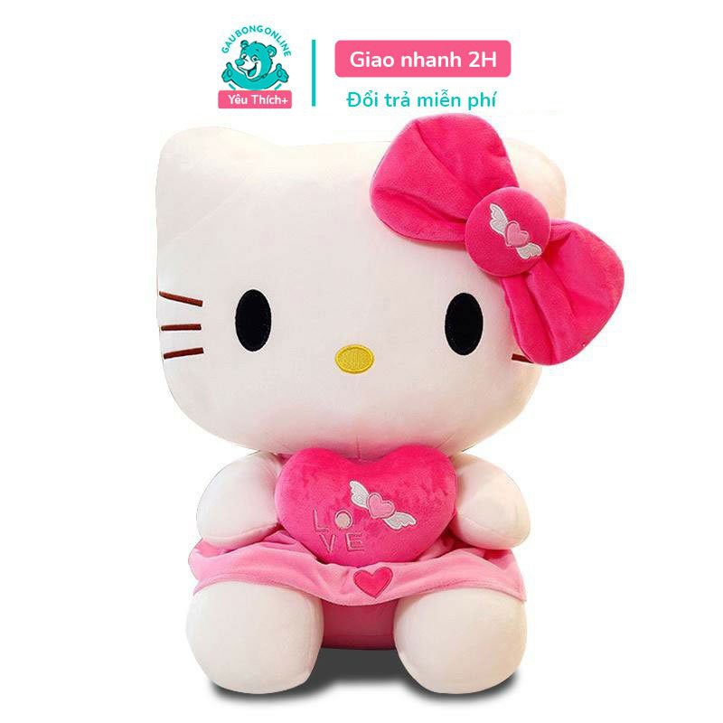 Kitty thiên thần ôm tim I love you mềm màu hồng kích thước 45cm