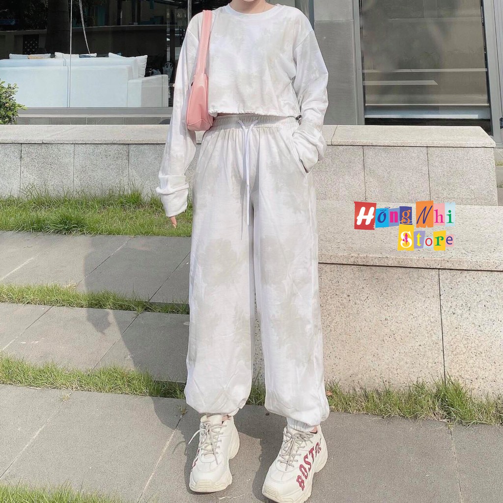 Quần Jogger 3D Ulzzang Unisex Jogger Loang Màu Bo Lai Xám Nhạt - MM