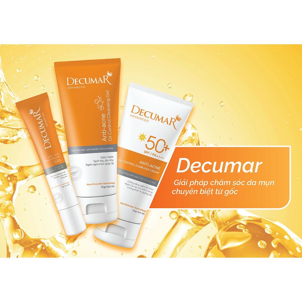 Gel ngừa mụn, bôi da Nano Nghệ Decumar Advanced 20gr, hết sẹo thâm hiệu quả gấp 7500 so với kem Nghệ thường