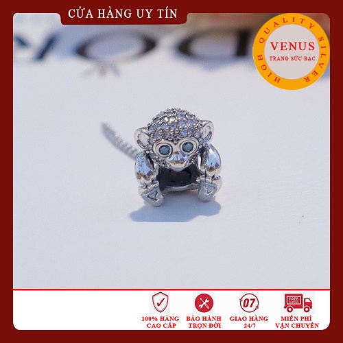 [Hàng cao cấp] Charm bạc 925 hình khỉ mắt xanh đuôi dài- Mã sản phẩm VENUSKMX