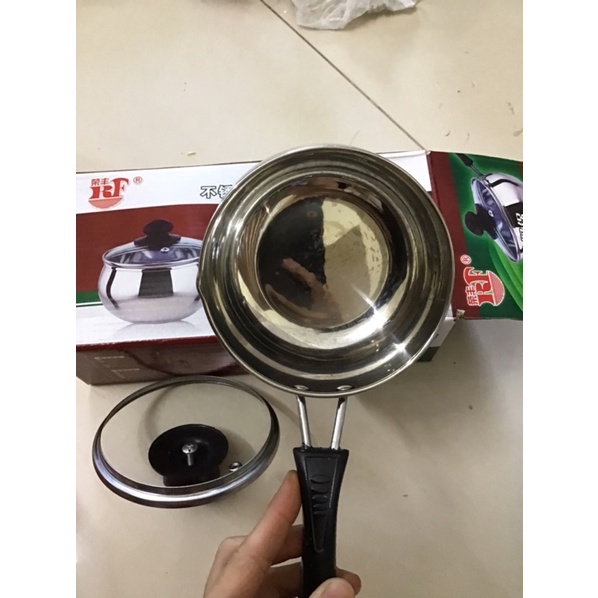 Quánh quấy bột 12cm, nồi quấy bột 2 đáy hợp kim cao cấp không rỉ ( k nấu bếp từ )