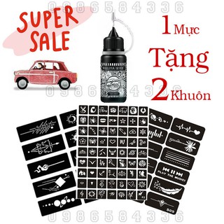 [Kèm quà]Mực xăm tạm thời [ TẶNG 2 KHUÔN XĂM + STICKER CỰC CÁ TÍNH]