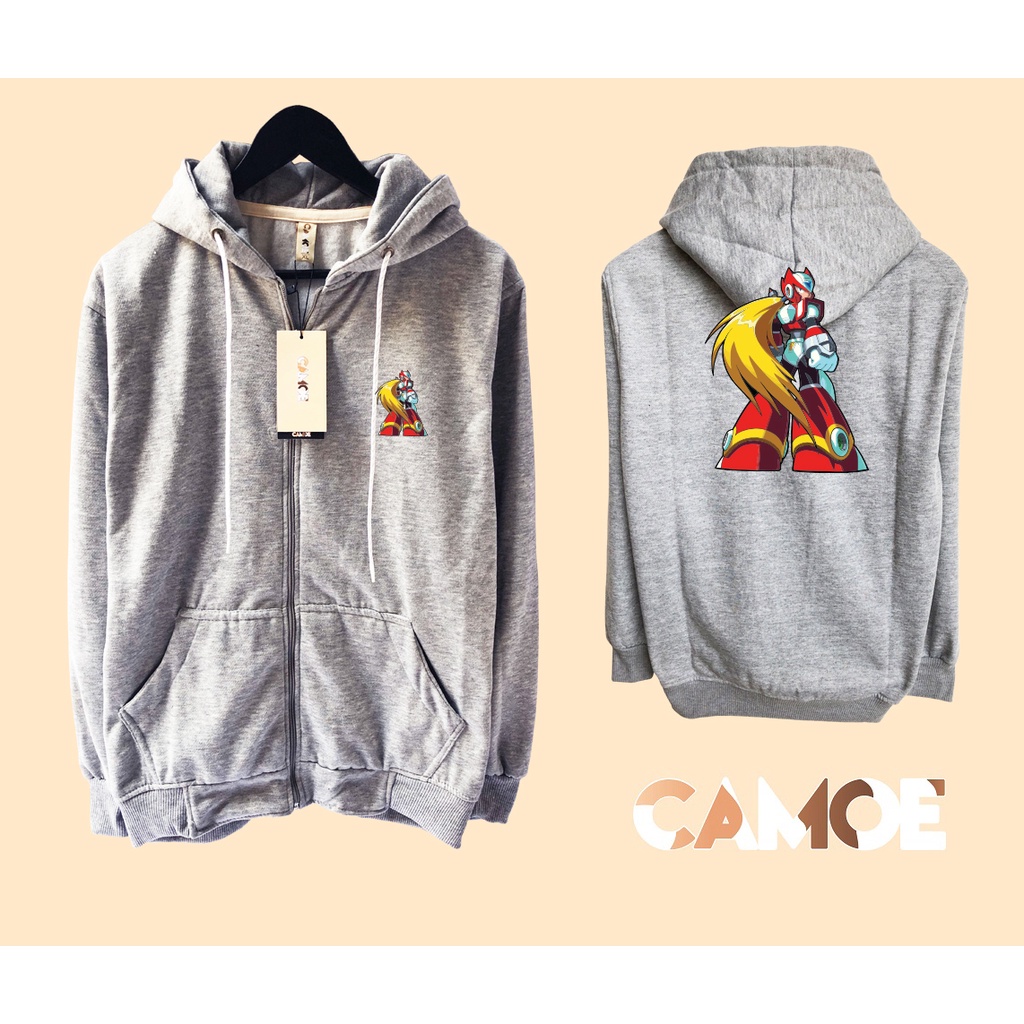 Megaman X Áo khoác Hoodie có khóa kéo Rockman Zero