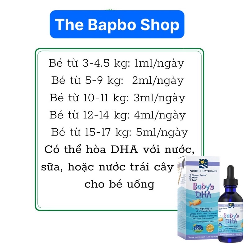 Baby's DHA drop bổ sung Omega 3, vitamin D dạng giọt cho bé 60ml