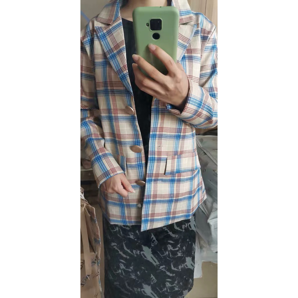 ORDER♥️Áo Khoác Blazer Kẻ Caro(ảnh thật)Fzsize Dưới 55kg
